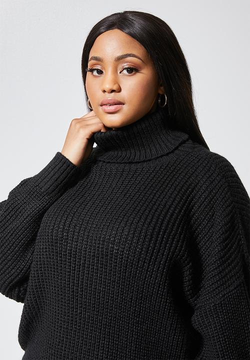 Superbalist - Rolled neck chunky jumper - black