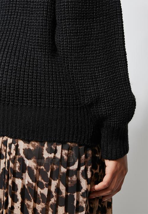 Superbalist - Rolled neck chunky jumper - black