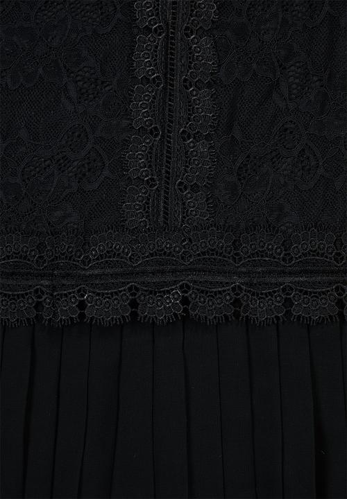 MILLA - Lace pleated dress - black