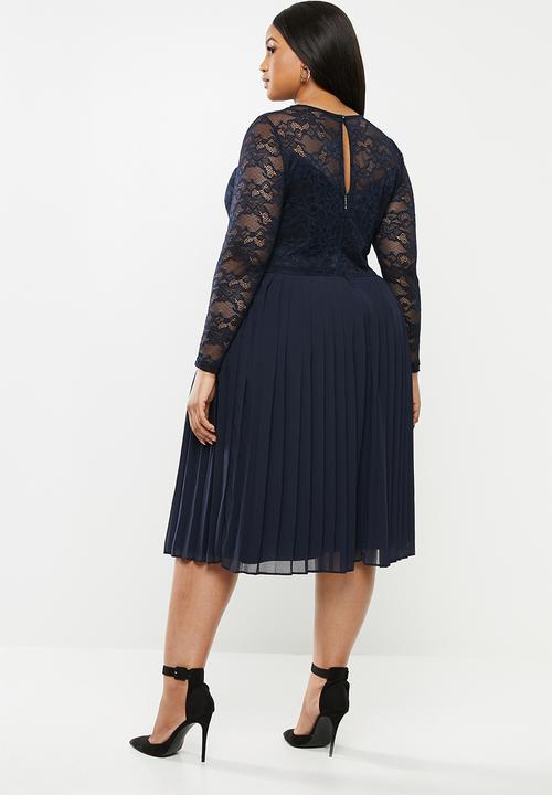 MILLA - Lace pleated dress - navy