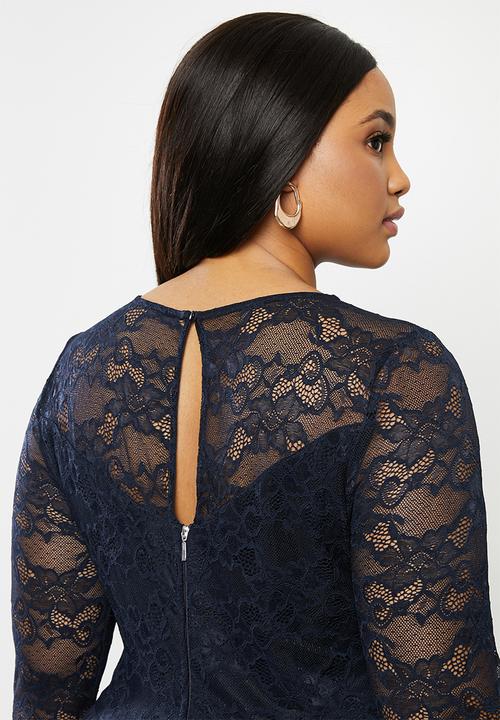 MILLA - Lace pleated dress - navy