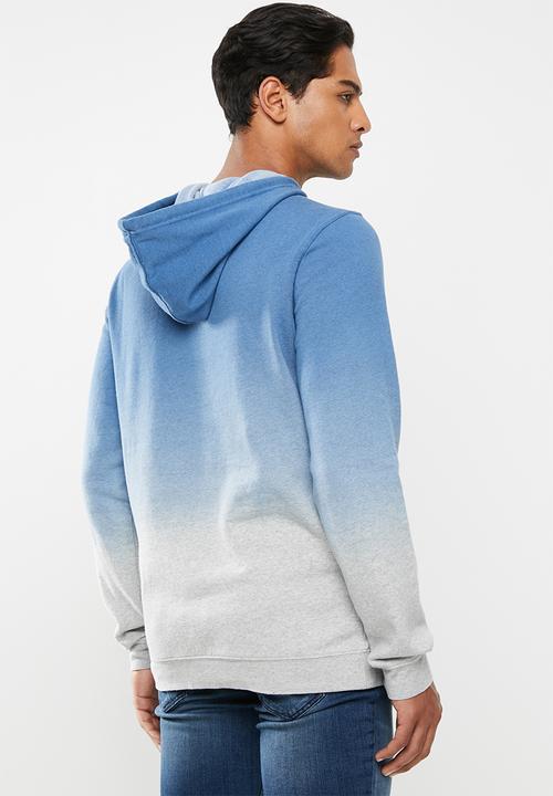 Hurley - Dipdye one & only blocked hoodie - blue & grey 
