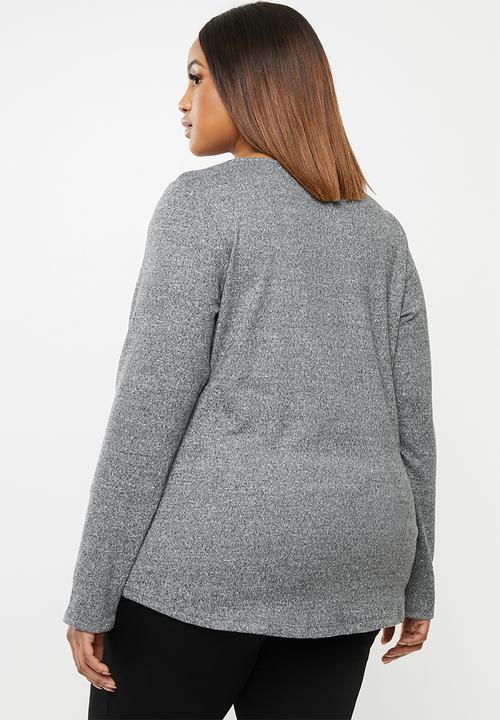 edit Plus - Ll soft touch cowl neck top - charcoal