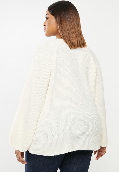 edit Plus - Raglan rib jumper - milk