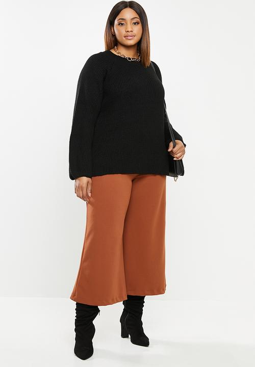 edit Plus - Raglan rib jumper - black