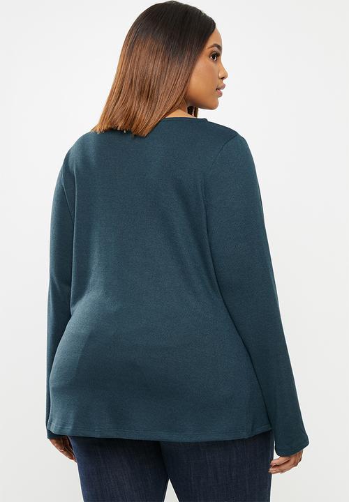 edit Plus - Ll soft touch cowl neck top - teal