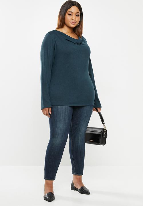 edit Plus - Ll soft touch cowl neck top - teal