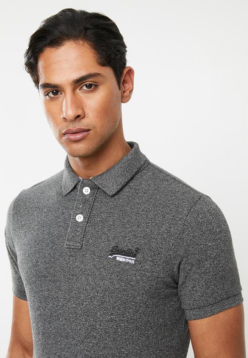 Superdry. - Classic pique short sleeve polo tee - grey