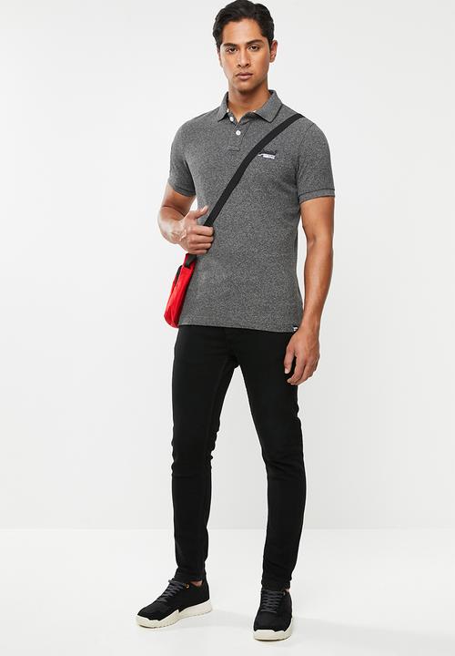 Superdry. - Classic pique short sleeve polo tee - grey