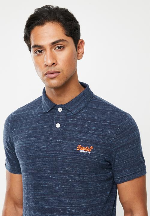 Superdry. - Orange label jersey polo tee - navy