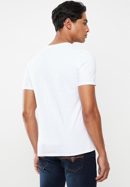 GUESS - Guess short sleeve 2 tone print tee - white