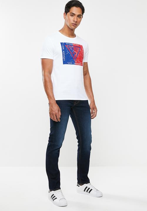 GUESS - Guess short sleeve 2 tone print tee - white