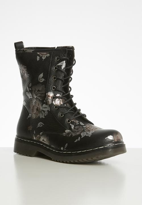 Footwork - Jonty boot - black floral