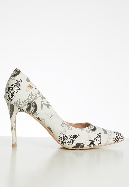 Miss Black - Aboliska heel - white & grey 