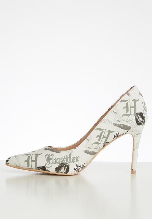 Miss Black - Aboliska heel - white & grey 
