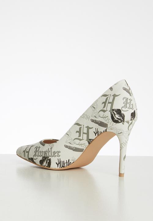 Miss Black - Aboliska heel - white & grey 