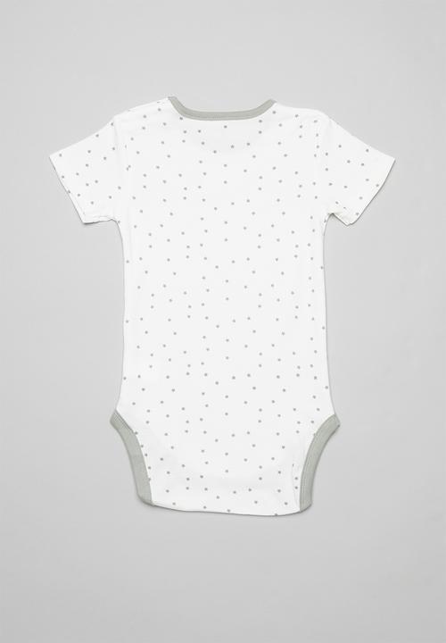 Pop Candy - Short sleeve spot bodysuit - white & grey