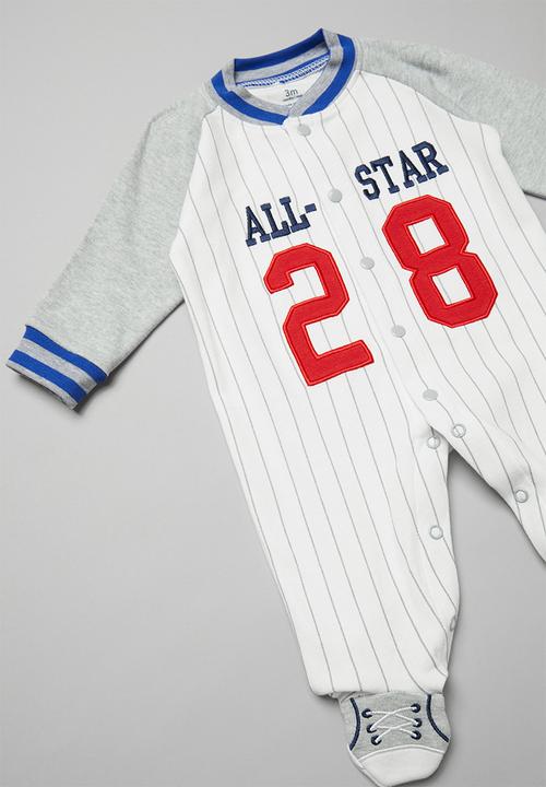 Pop Candy - Baby baseball  long sleeve grow-on - grey & red