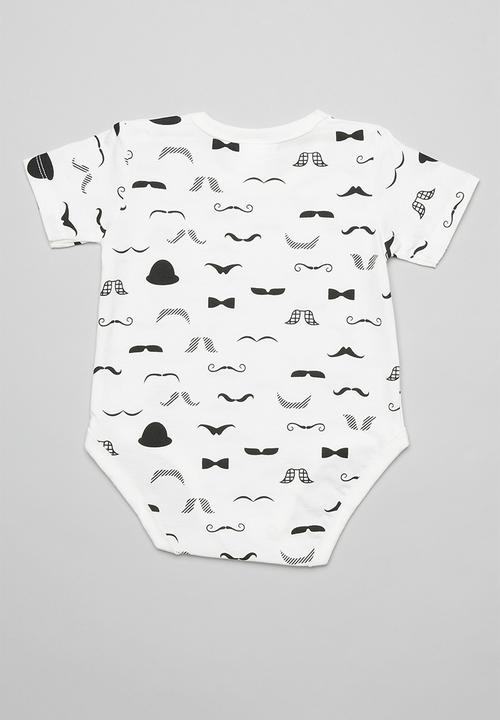 Pop Candy - Moustache baby grow-on - white & black