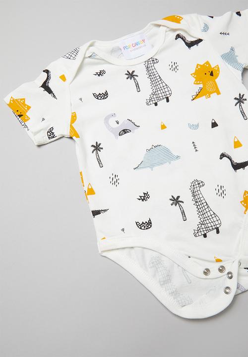 Pop Candy - Dino babygrow - white multi