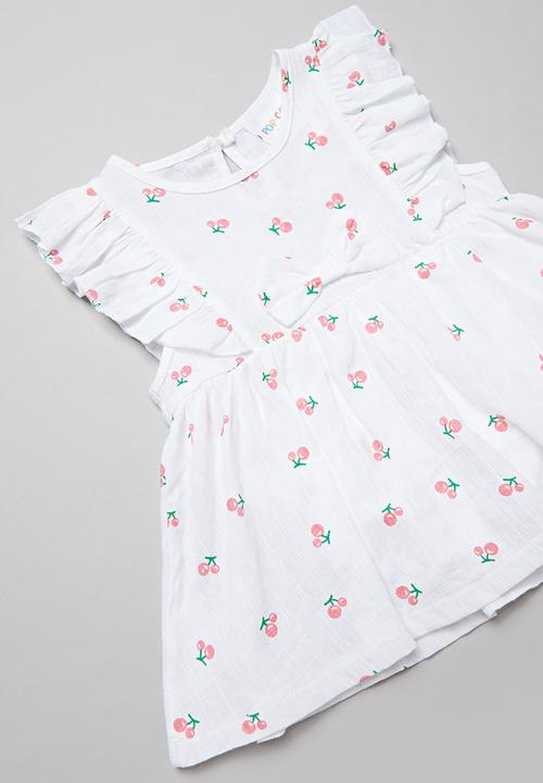 Pop Candy - Baby cherry print dress - white