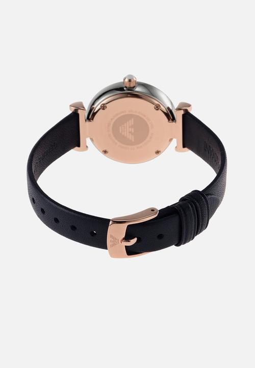 Armani - Gianni T-bar - navy & rose gold 