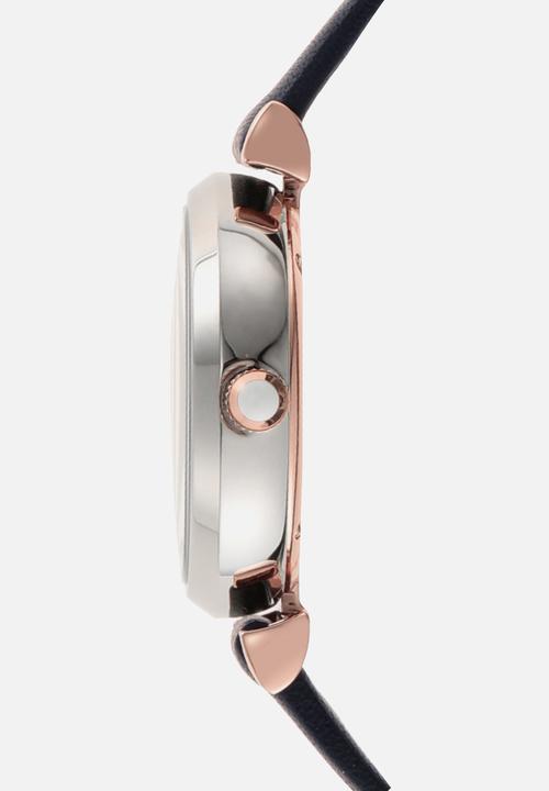 Armani - Gianni T-bar - navy & rose gold 