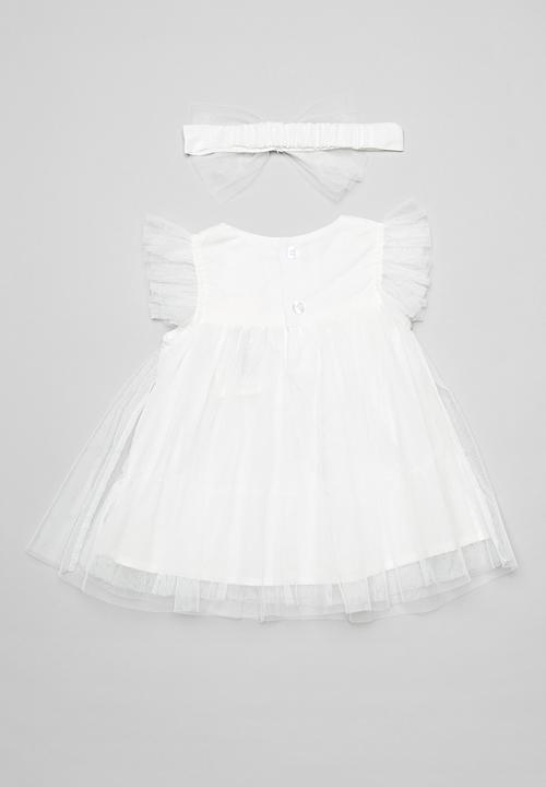 Pop Candy - Frill sleeve dress & headband set - white