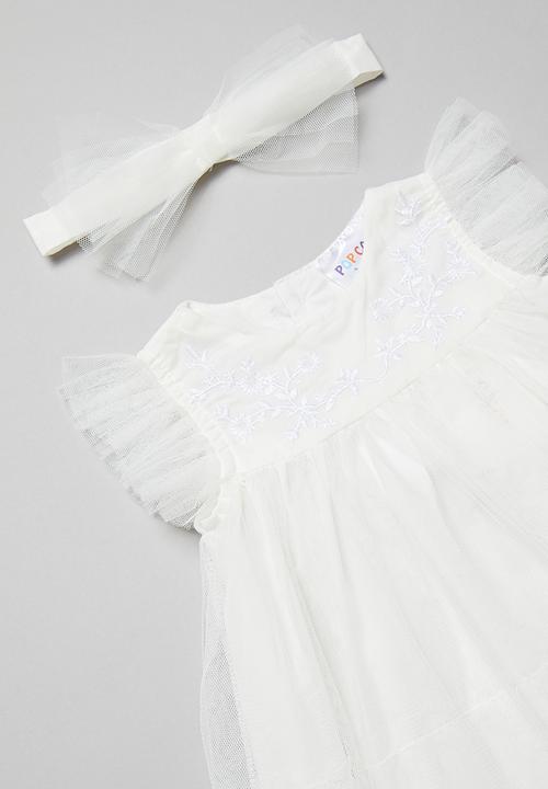 Pop Candy - Frill sleeve dress & headband set - white