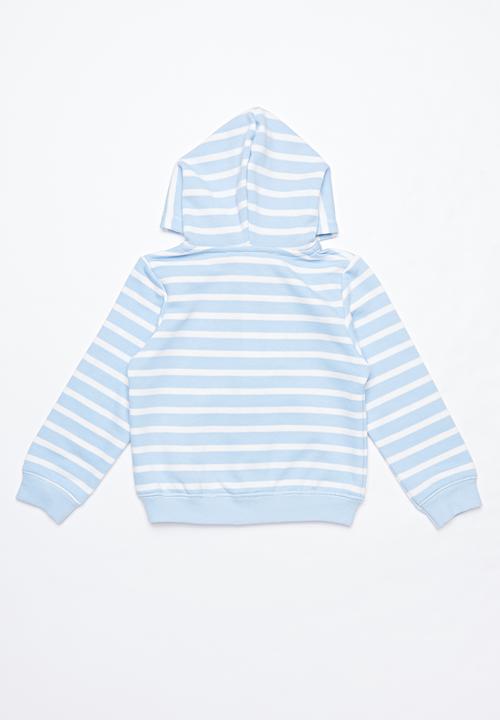 Pop Candy - Boys striped robot hoodie - blue & white