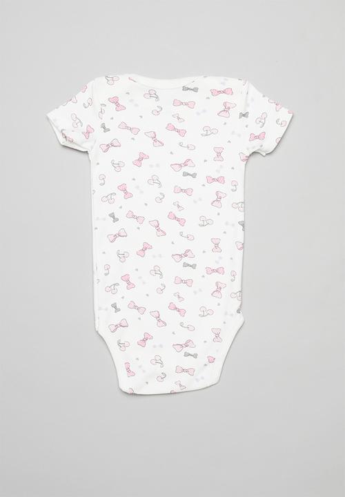 Pop Candy - Bow print bodysuit - white & pink