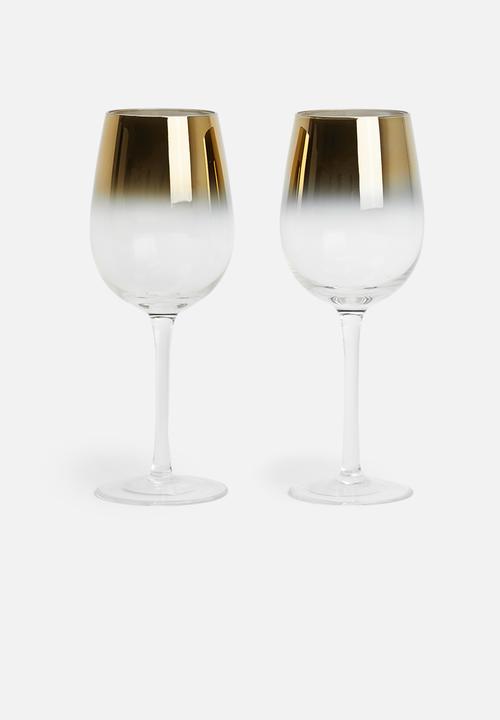 Excellent Houseware - Gold dip wine glass set of 2
