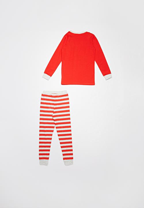 Pop Candy - Boys printed pj set - red & grey