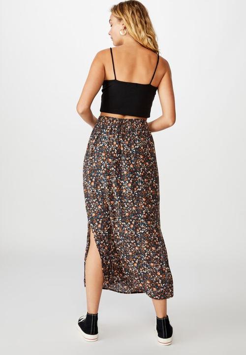 Cotton On - 90s slip skirt alma floral - midnight navy