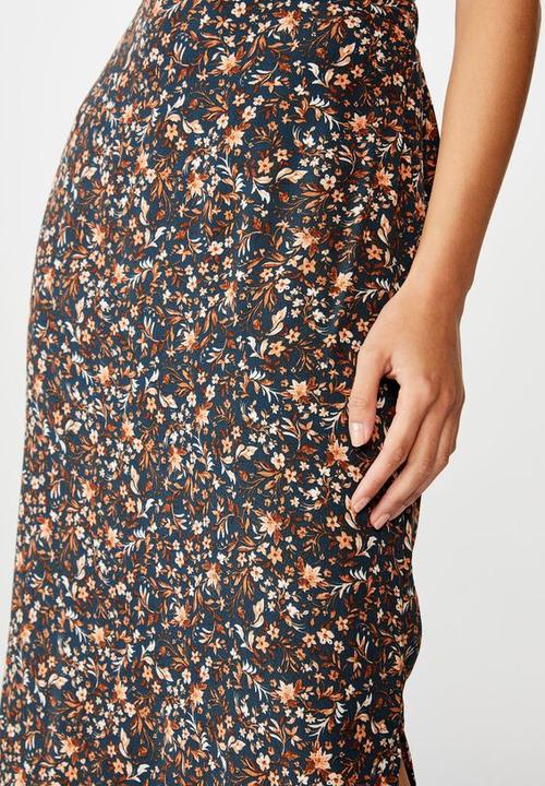 Cotton On - 90s slip skirt alma floral - midnight navy