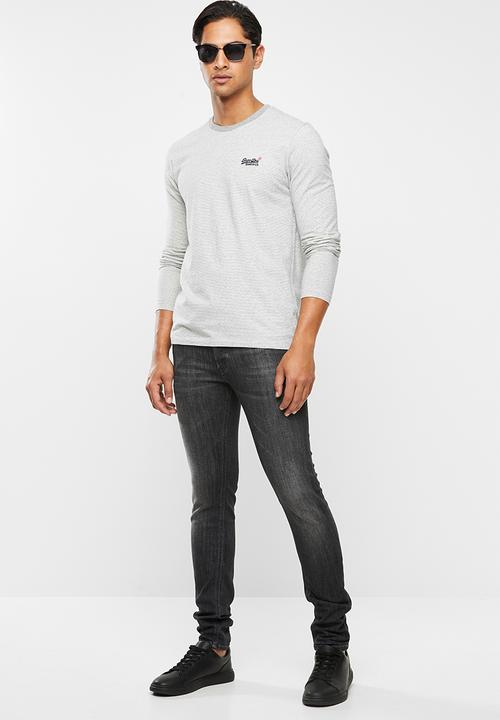 Superdry. - Orange label jacquard texture top - steel oatmeal texture