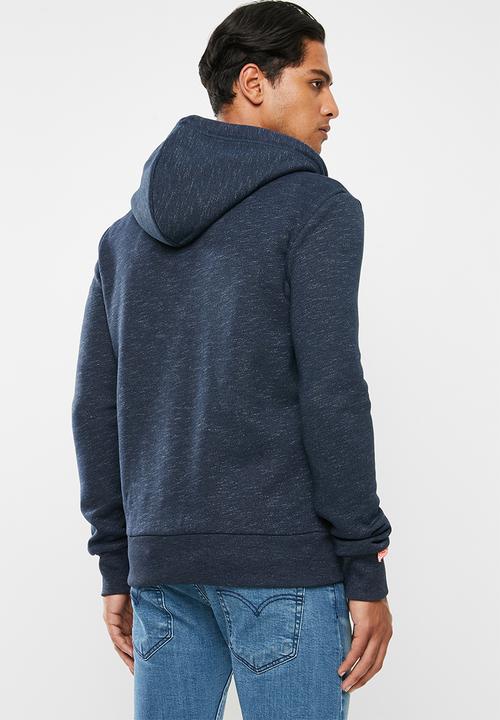 Superdry. - Orange label classic zip hoodie - blue