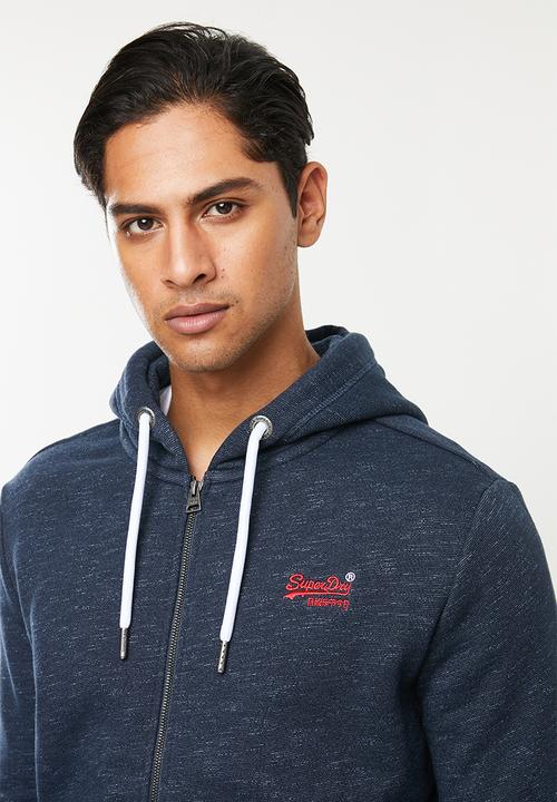 Superdry. - Orange label classic zip hoodie - blue