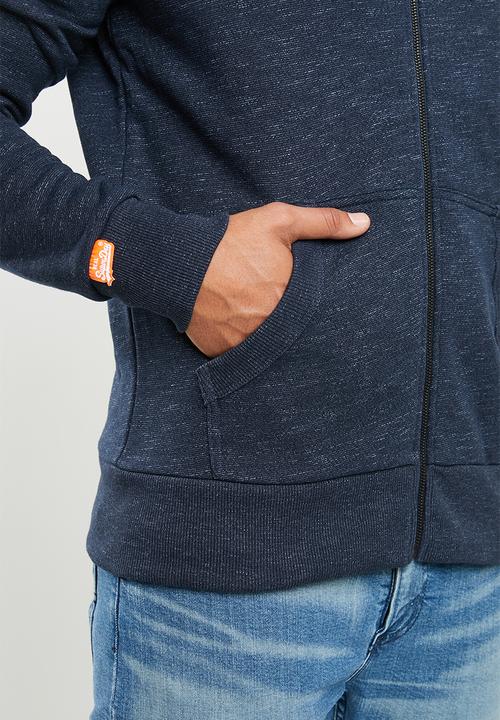 Superdry. - Orange label classic zip hoodie - blue