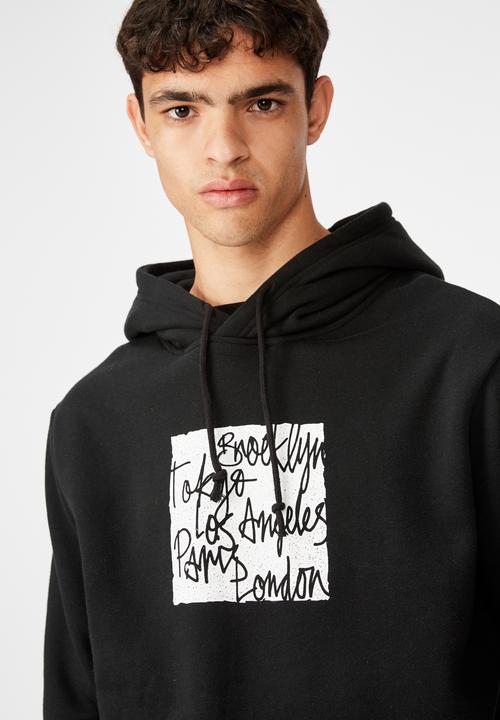 Factorie - City blocks graphic hoodie - black