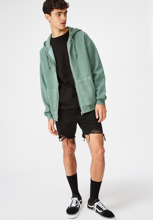 Factorie - Washed zip through hoodie - washed khaki