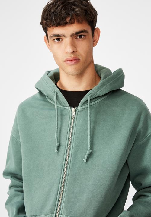 Factorie - Washed zip through hoodie - washed khaki