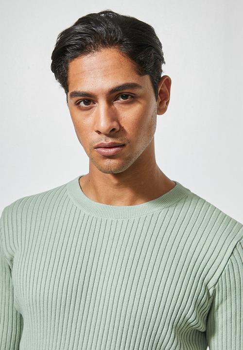 Superbalist - Ribbed slim fit crew neck knit - green