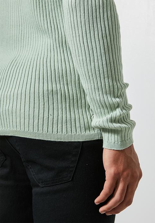 Superbalist - Ribbed slim fit crew neck knit - green