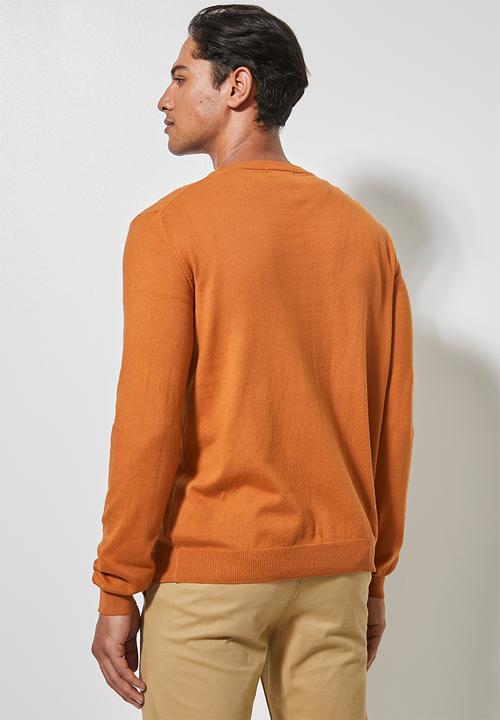 Superbalist - Basic slim fit V-neck knit - burnt orange