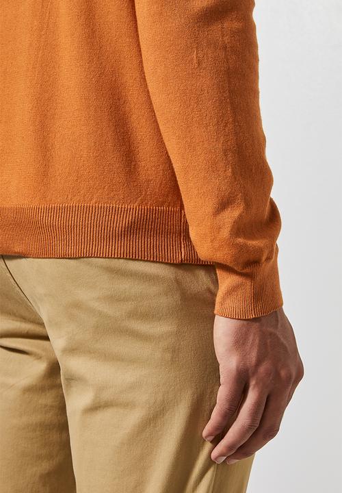 Superbalist - Basic slim fit V-neck knit - burnt orange