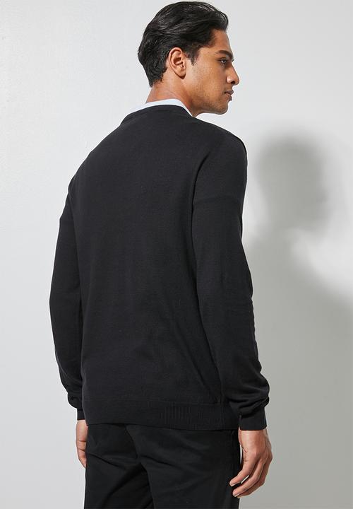 Superbalist - Basic slim fit V-neck knit - black