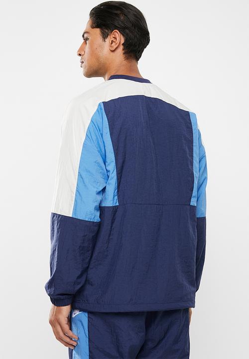 Nike - Nsw woven crew neck jacket - midnight navy/pacific blue/white