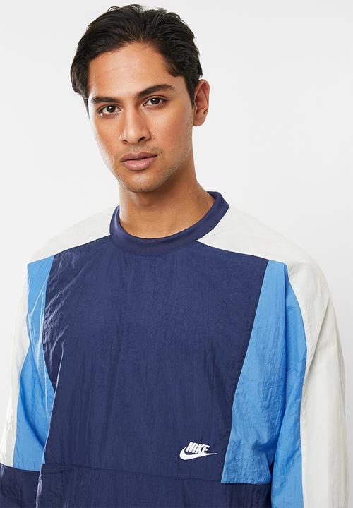 Nike - Nsw woven crew neck jacket - midnight navy/pacific blue/white