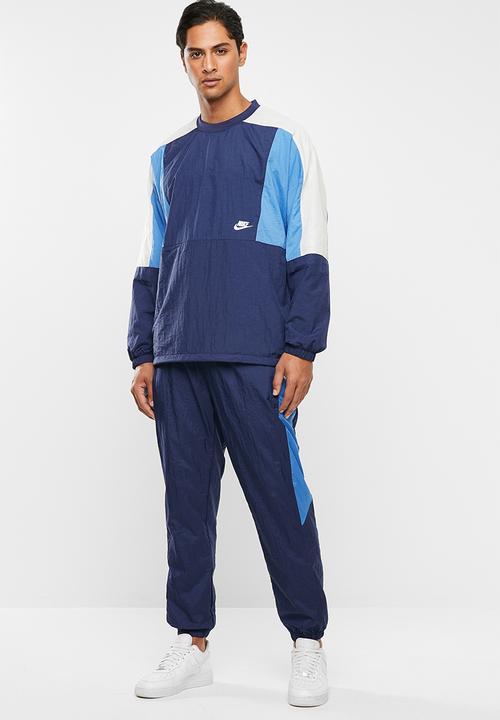 Nike - Nsw woven crew neck jacket - midnight navy/pacific blue/white